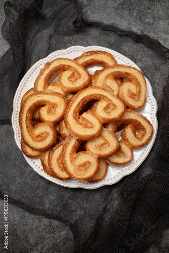 Palmiers or elephant ears, puff pastry cookies