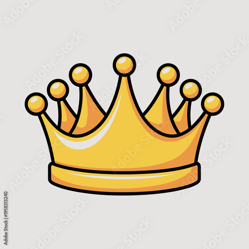 A vibrant golden crown illustration for luxury branding and royal themes, featuring a classic regal design with polished metallic points, set against a simple backdrop for versatile graphic design app