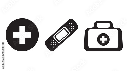 Vector Illustration Of Medical Icons With Cross, Band Aid, And First Aid Kit For Healthcare And Medical Concepts Medical Health Isolated On Transparent Background