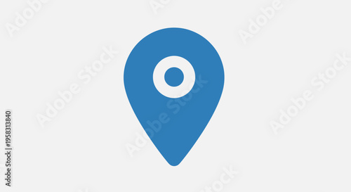 Blue Map Pointer Icon on White Background - Location Pin Symbol