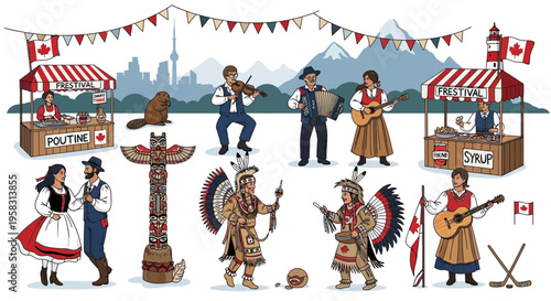 Canadian Cultural Festival Illustration: Music, Food, and Traditions