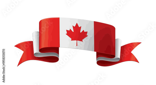 Canadian Flag Ribbon Banner - Canada Day Celebration Element