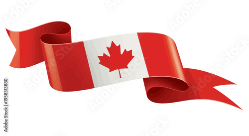Canadian Flag Ribbon Banner - Canada Symbol of National Pride