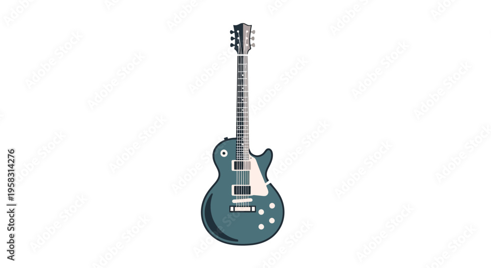 Naklejka premium Electric Guitar Isolated on White Background - Rock Music Instrument