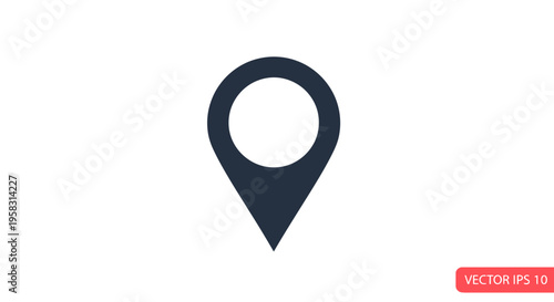 Dark Blue Location Pin Icon on White Background