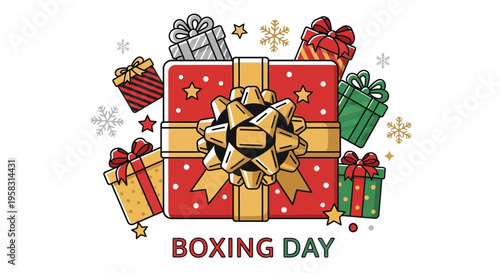 Festive Boxing Day Gifts and Celebrations with Snowflakes