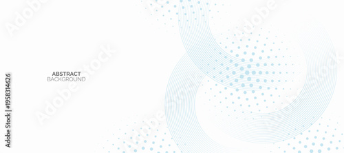 Abstract white background with blue circle rings. Modern circle lines pattern. Minimal geometric design. Futuristic concept. Suit for banner, brochure, presentation, corporate, cover, poster, website