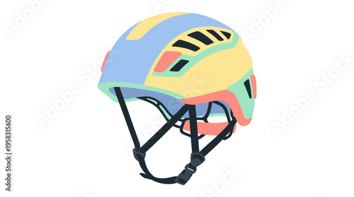 Colorful Climbing Helmet Safety Gear Illustration.