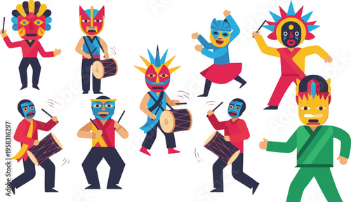 Traditional Mask Dance Illustration