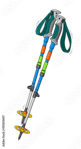 Colorful Adjustable Trekking Poles for Outdoor Adventures.