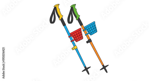 Colorful Adjustable Trekking Poles for Outdoor Adventures.