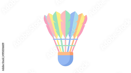 Colorful Badminton Shuttlecock Isolated on White Background.
