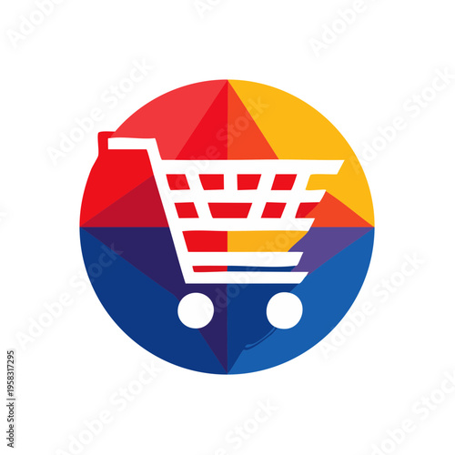 Brightly Colored Shopping Cart Icon Representing Online Retail and Commerce