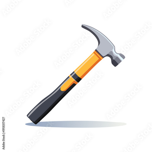 Illustration of a claw hammer tool with a yellow and black handle for construction or DIY projects