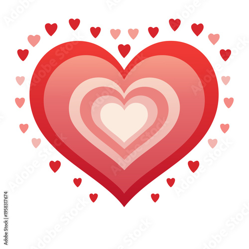 Layered Red Hearts with Small Hearts Border