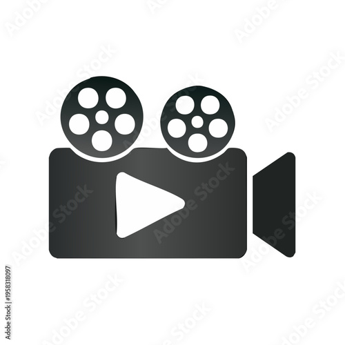 Classic film camera icon with a play button, representing video and cinema