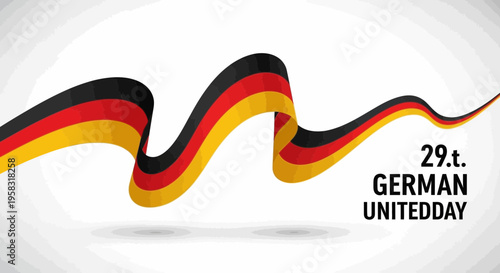 German Unity Day Flag Ribbon Wave Motion