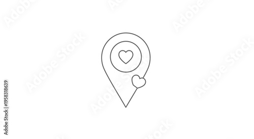 Heart Location Pin Icon Vector Art, Love Map Marker Symbol