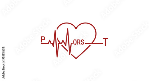 Heartbeat ECG Line and Heart Shape with Medical Letters