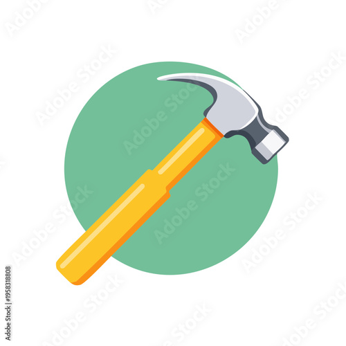 Modern Claw Hammer Tool Graphic With Yellow Handle and Silver Head