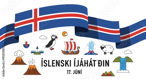 Icelandic National Day Celebration: Flag, Culture, Nature, and Symbols