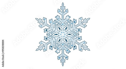 Intricate Ice Crystal Snowflake on White Background