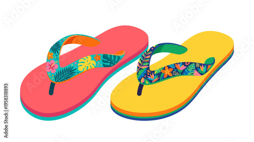 Colorful Tropical Flip Flops for Summer Fun.