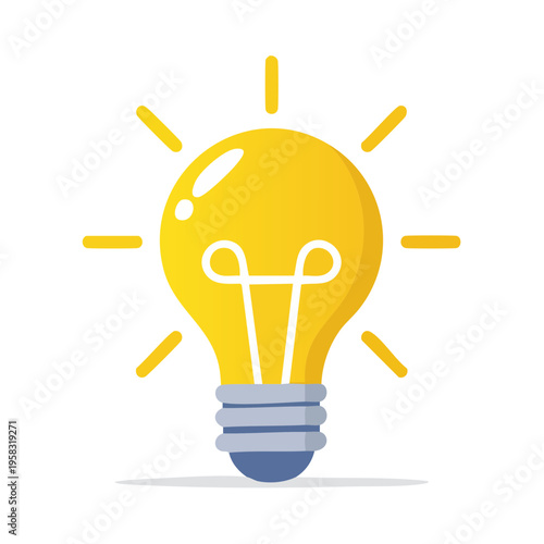 Bright glowing yellow incandescent light bulb symbolizing innovation and ideas