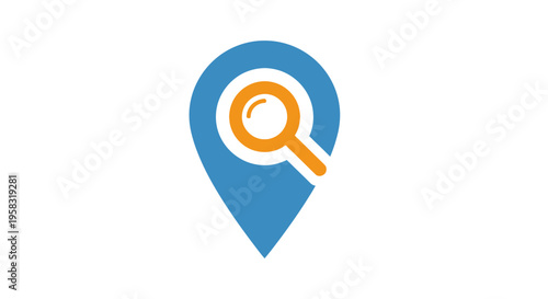 Location Search Icon: Map Pin with Magnifying Glass for Navigation and Discovery