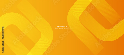 Orange and yellow Abstract geometric lines background. Modern yellow rounded square lines pattern. Orange and yellow style. Horizontal banner template.