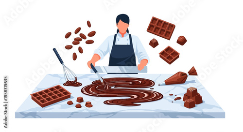Confectioner skillfully crafting delicious chocolate treats with passion.