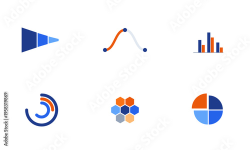 Set of 6 business infographic icons vector
