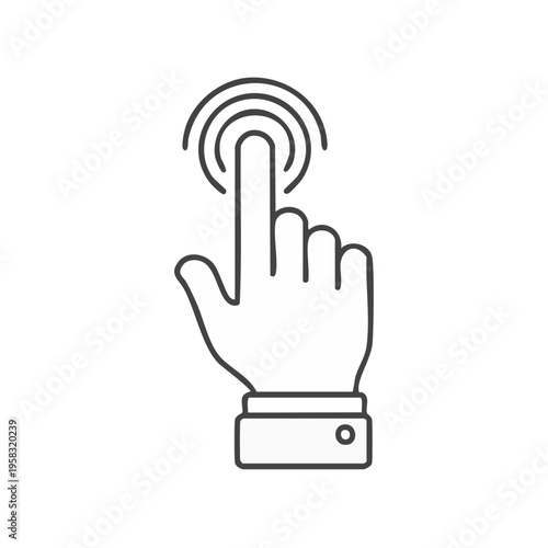 Hand with pointed finger and ripple effect indicating a tap or click action