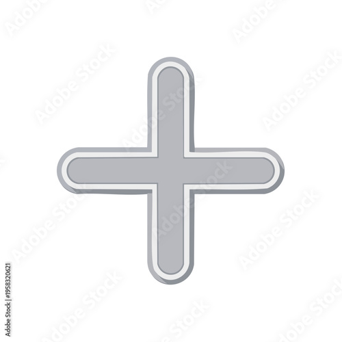Simple Gray Plus Sign with Rounded Edges and Subtle Shadow Effect