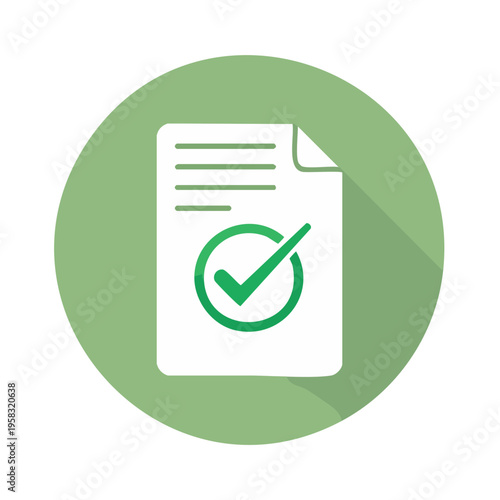 Document with green checkmark signifying approval, confirmation, or completion