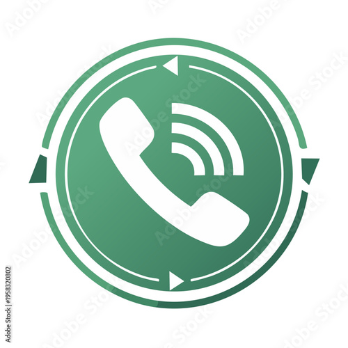 Green circular icon with a white telephone handset symbol and signal waves