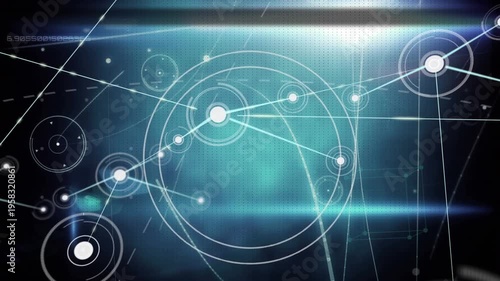 Animation of network of connections with icons over smoke