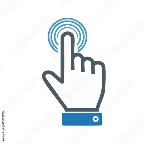 Digital cursor hand icon indicating interaction with a touch screen or interface