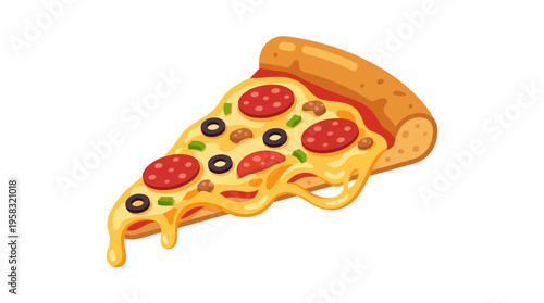 Delicious Slice of Pepperoni Pizza with Melted Cheese.