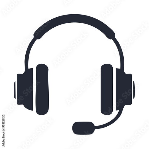 Headset with microphone icon symbol for communication and audio listening