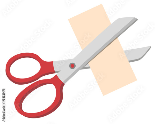 Scissors cuts a piece of paper. Vector illustration for Web Banner, Mobile