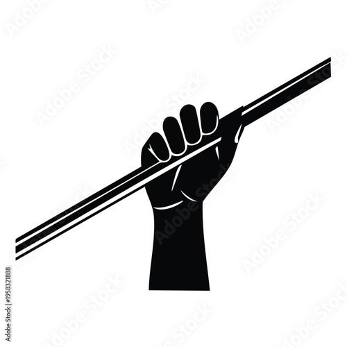 Black Fist Clenches Diagonal Bar Symbolizing Strength and Unity