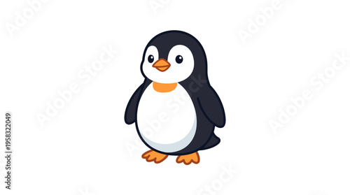 Cute Cartoon Penguin Character Illustration.