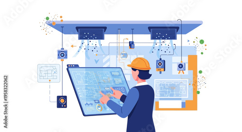 Engineer working on advanced control panel technology.