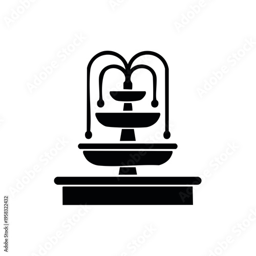 Tiered Fountain Silhouette with Cascading Water Arcs