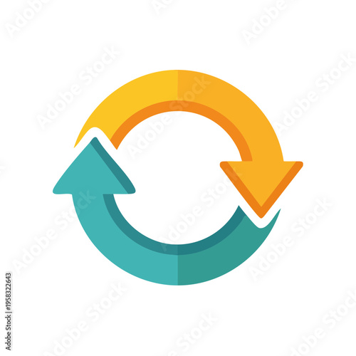 Circular arrows indicating refresh, repeat, or cycle action, presented in a flat design with subtle shadows.