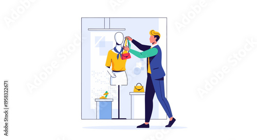 Fashion Designer Working on Mannequin in Studio.