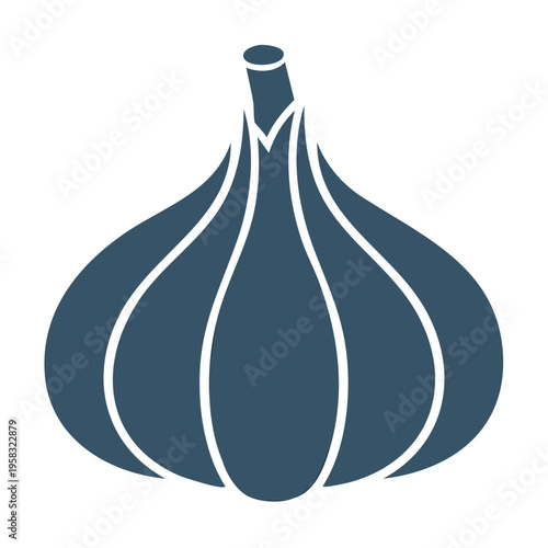 Stylized Silhouette of a Single Garlic Bulb with Clean Lines