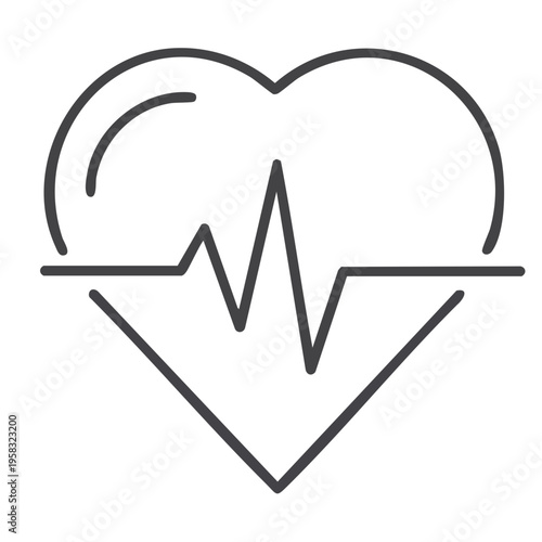 Minimalist heart shape with electrocardiogram line symbolizing healthcare and cardiology