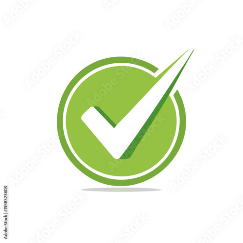 Green Check Mark Icon Approved Sign Symbol Vector Illustration Simple Modern Design